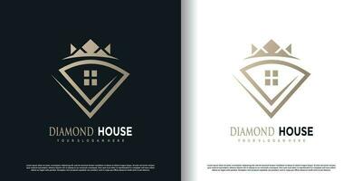 diamant huis logo met creatief concept premie vector