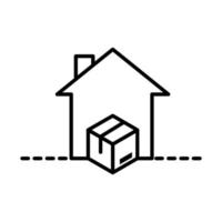 levering verpakking huis kartonnen doos vrachtdistributie logistieke verzending van goederen lijn stijlicoon vector