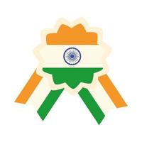 gelukkige dag van de onafhankelijkheid india badge trots nationale feestelijke platte stijlicoon vector