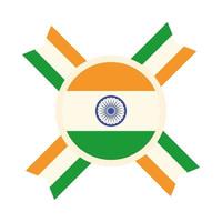 gelukkige onafhankelijkheidsdag india ashoka wiel nationaal embleem vlakke stijlicoon vector
