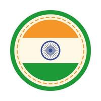 gelukkige onafhankelijkheidsdag india badge met vlag nationaal embleem vlakke stijlicoon vector