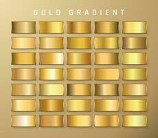verzameling van gouden metalen verloop. briljant borden met goud effect. vector illustratie