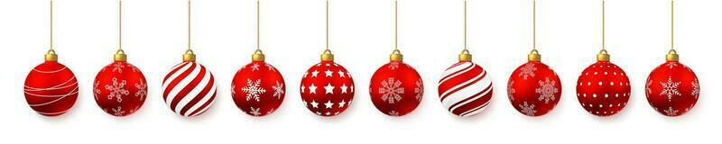 rood glimmend gloeiend Kerstmis ballen. Kerstmis glas bal. vakantie decoratie sjabloon. vector illustratie