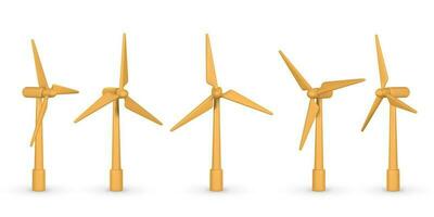 3d realistisch wind turbine met schaduw in tekenfilm stijl. groen en alternatief eco energie concept. vector illustratie