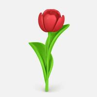 3d schattig kleurrijk voorjaar bloem tulp in tekenfilm stijl voor boeket of decoratie. vector illustratie