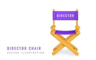 3d realistisch film, film regisseur stoel in tekenfilm stijl. vector illustratie