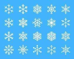 sneeuwvlok winter reeks van wit geïsoleerd icoon silhouet Aan blauw achtergrond. vector illustratie