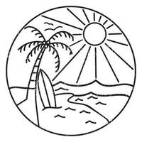 lijn kunst voorjaar zomer zeilboot strand Golf oceaan surfen en zonsondergang minimalistische vector wijnoogst t overhemd ontwerp
