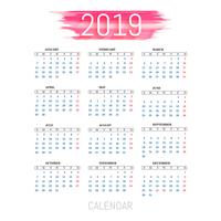 Moderne 2019 kleurrijke kalender sjabloon vector