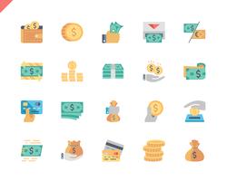 Simple Set Money Flat Icons voor website en mobiele apps. 48x48 Pixel Perfect. Vector illustratie.