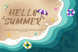 nieuw concept vector papier besnoeiing Hallo zomer strand illustratie