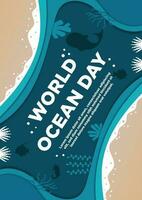poster sjabloon wereld oceaan dag met verbazingwekkend papier besnoeiing stijl vector