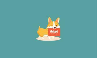 adopteren hond sticker vector illustratie vlak ontwerp