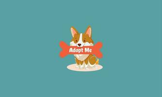 adopteren hond sticker vector illustratie vlak ontwerp