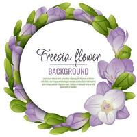 achtergrond met freesia bloemen. mooi kader met Purper bloemen en knoppen. voorjaar kaart, banier, bruiloft uitnodiging vector