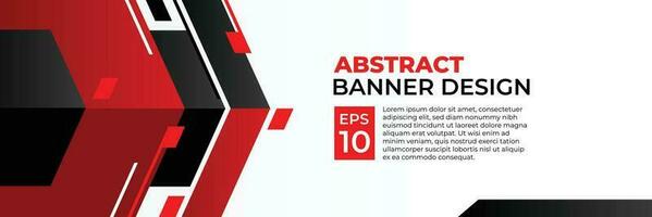 abstract banier vector, modern achtergrond horizontaal met meetkundig rood wit en zwart kleur voor technologie en sport- thema vector