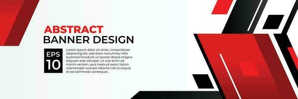 abstract banier vector, modern achtergrond horizontaal met meetkundig rood wit en zwart kleur voor technologie en sport- thema vector