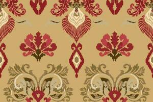 ikat romance etnisch Pauw tribal naadloos patroon voor behang, decoratie, stof en textiel, achtergrond, tapijt. vector