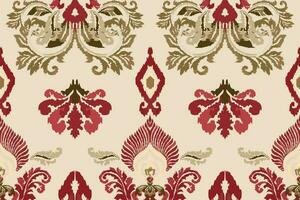 ikat romance etnisch Pauw tribal naadloos patroon voor behang, decoratie, stof en textiel, achtergrond, tapijt. vector