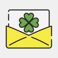 icoon st patricks groet kaart. st. Patrick dag viering elementen. pictogrammen in gevulde lijn stijl. mooi zo voor afdrukken, affiches, logo, partij decoratie, groet kaart, enz. vector