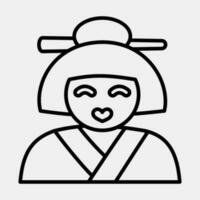 icoon geisha. Japan elementen. pictogrammen in lijn stijl. mooi zo voor afdrukken, affiches, logo, advertentie, infografieken, enz. vector