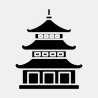 icoon pagode. Japan elementen. pictogrammen in glyph stijl. mooi zo voor afdrukken, affiches, logo, advertentie, infografieken, enz. vector