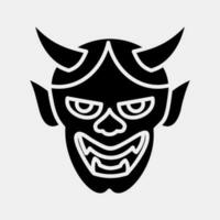 icoon hannya masker. Japan elementen. pictogrammen in glyph stijl. mooi zo voor afdrukken, affiches, logo, advertentie, infografieken, enz. vector