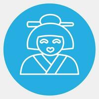 icoon geisha. Japan elementen. pictogrammen in blauw ronde stijl. mooi zo voor afdrukken, affiches, logo, advertentie, infografieken, enz. vector