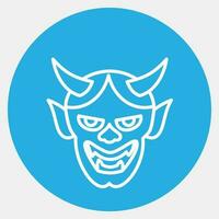 icoon hannya masker. Japan elementen. pictogrammen in blauw ronde stijl. mooi zo voor afdrukken, affiches, logo, advertentie, infografieken, enz. vector