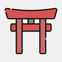 icoon torii poort. Japan elementen. pictogrammen in gevulde lijn stijl. mooi zo voor afdrukken, affiches, logo, advertentie, infografieken, enz. vector