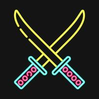 icoon katana zwaard. Japan elementen. pictogrammen in neon stijl. mooi zo voor afdrukken, affiches, logo, advertentie, infografieken, enz. vector