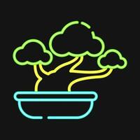 icoon bonsai. Japan elementen. pictogrammen in neon stijl. mooi zo voor afdrukken, affiches, logo, advertentie, infografieken, enz. vector