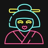 icoon geisha. Japan elementen. pictogrammen in neon stijl. mooi zo voor afdrukken, affiches, logo, advertentie, infografieken, enz. vector