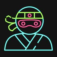 icoon ninja. Japan elementen. pictogrammen in neon stijl. mooi zo voor afdrukken, affiches, logo, advertentie, infografieken, enz. vector