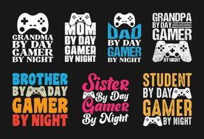 gaming t overhemd ontwerp bundel, vector gaming t overhemd ontwerp, gamer shirt, gaming wijnoogst t overhemd ontwerp verzameling