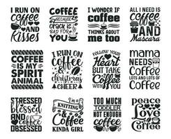 koffie t overhemd ontwerp bundel, vector koffie t overhemd ontwerp, koffie shirt, koffie typografie t overhemd ontwerp verzameling