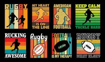 rugby t overhemd ontwerp bundel, vector Amerikaans Amerikaans voetbal t overhemd ontwerp, rugby shirt, Amerikaans Amerikaans voetbal wijnoogst t overhemd ontwerp verzameling