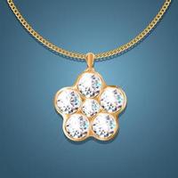 ketting met hanger aan een gouden ketting. met zes grote diamanten. decoratie voor vrouwen. vector