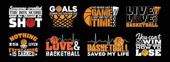 basketbal t overhemd ontwerp bundel, citaten over basketbal, basketbal t shirt, basketbal typografie t overhemd ontwerp verzameling vector