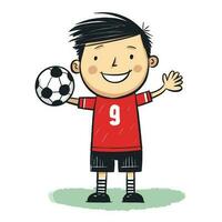 voetbal doelman houden doel vector illustratie, tekenfilm kinderen hand getekend stijl. kinderen spelen voetbal