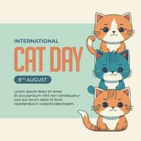 hand- getrokken Internationale kat dag illustratie vector