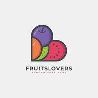 fruit geliefden logo en vectoren, appel, watermeloen, oranje icoon logo vector