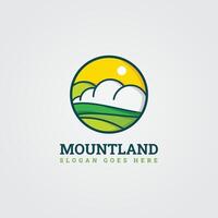 bergland logo en vectoren, monteren, landschap, zon, heuvel, neture logo vector