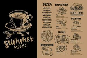 menu restaurant brochure. flyer met handgetekende afbeelding. vector