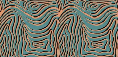 trippy Jaren 70 naadloos patroon. abstract optisch illusie. psychedelisch golven. hout textuur, marmeren patroon. getrokken door hand. vector