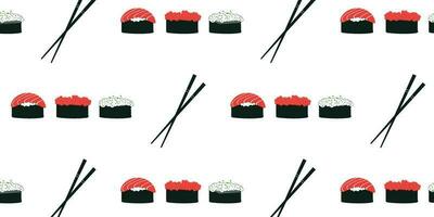 sushi naadloos patroon. vector illustratie in tekenfilm stijl.