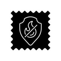 brandwerende stoffunctie op stof zwart glyph-pictogram vector