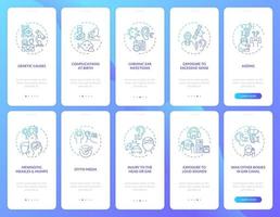 auditieve handicap aspecten onboarding mobiele app paginascherm met concepten set vector