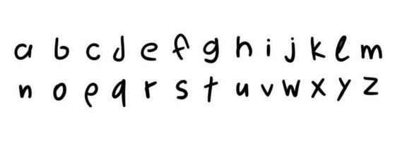kattebelletje zwart Engels Latijns abc alfabet doopvont een naar z. vector illustratie in hand- getrokken tekening stijl geïsoleerd Aan wit achtergrond. voor kinderen boek, typografie, bruiloft uitnodiging, aan het leren, kaart.