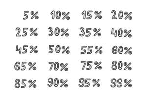 hand- gemaakt 20 procent uit zwart inkt korting logo speciaal aanbod belettering. vector ontwerp illustratie in tekenfilm tekening stijl geïsoleerd Aan wit achtergrond. voor menu, web plaats, seizoensgebonden uitverkoop, kaart.